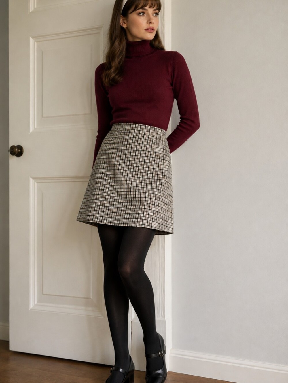 Jacob RETRO Wool Blend Plaid Skirt Classic